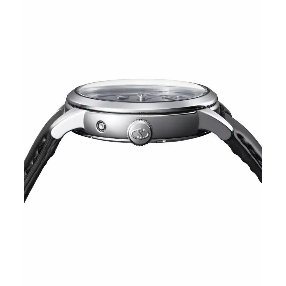 Orient Star RE-BW0005N00B M45 Classic Moon Phase 39.5mm gray black dial leather strap side view