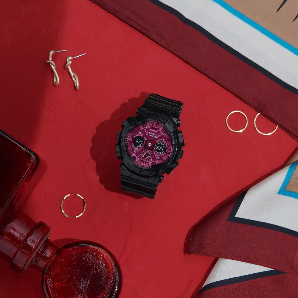 Casio GMA-S120RB-1A stylish womens G Shock watch close-up