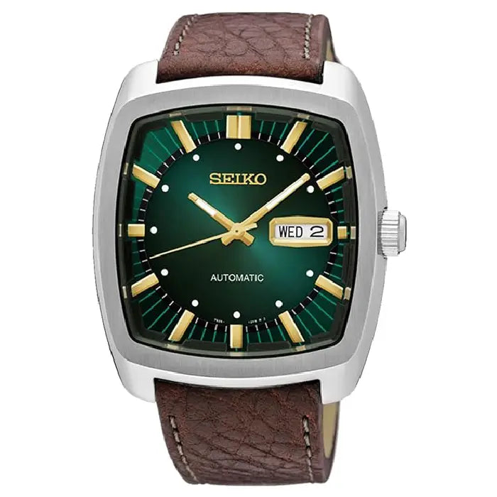 Seiko Recraft SNKP27 Automatic Green Dial Leather Strap Men's Watch