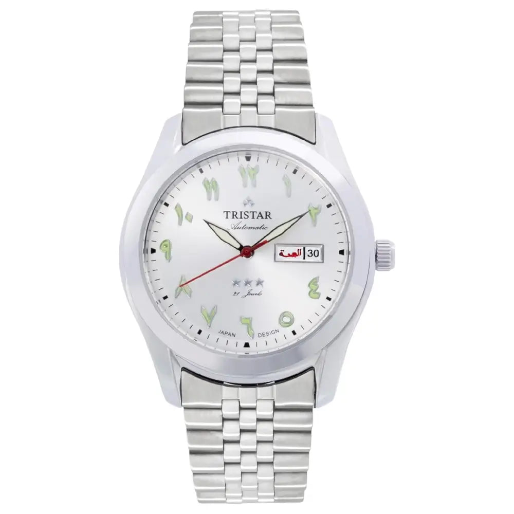 Tristar Classic Automatic BA23WMSSM03 Silver Day-Date Arabic Dial Stainless Steel Men's Watch