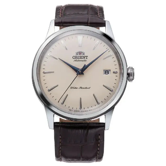 Orient Bambino "Compact" RA-AC0M04Y Champagne Dial 38.4mm Leather Strap Men's Watch