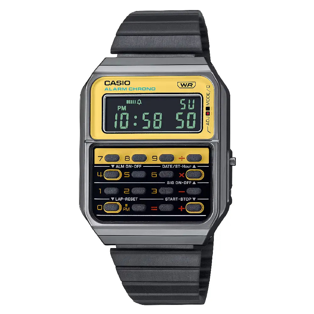 Casio Vintage Digital CA-500WEGG-9BDF Yellow Dial Stainless Steel Unisex WatcH