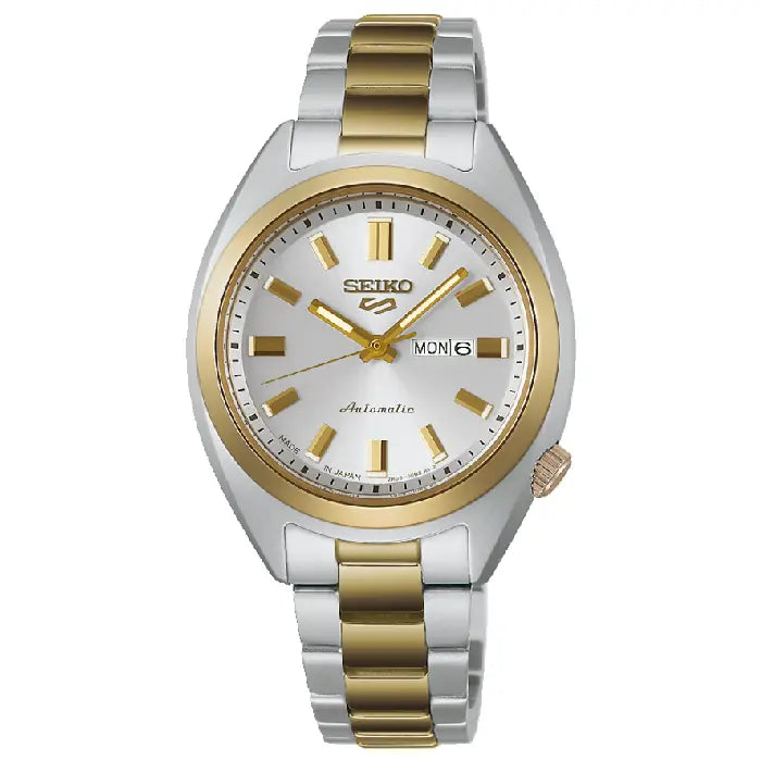 Seiko SRRA012 women’s watch silver dial 32mm two tone stainless steel strap front view