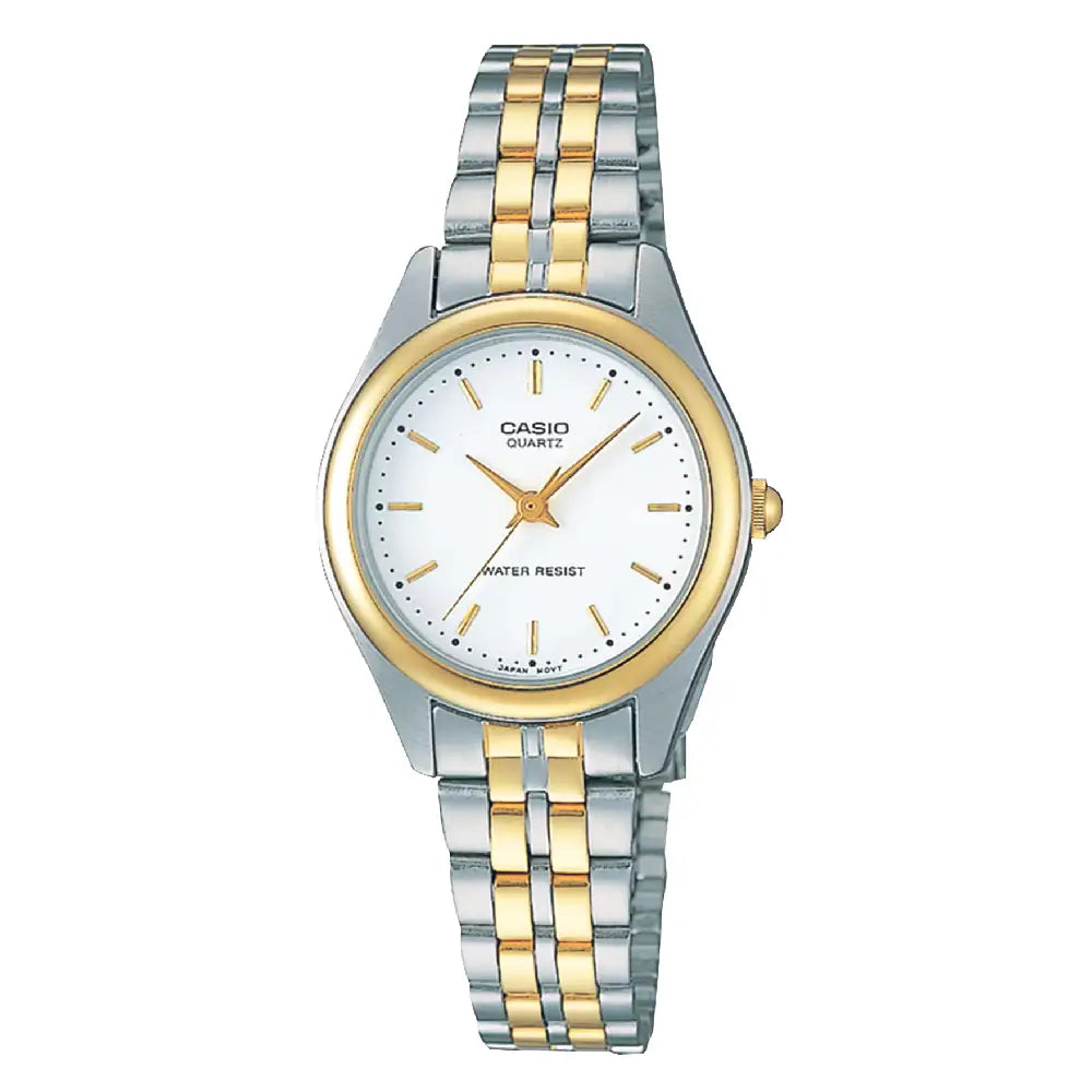 Casio Enticer Ladies Analog LTP-1129G-7AR White Dial Stainless Steel Women's Watch