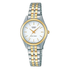 Casio Enticer Ladies Analog LTP-1129G-7AR White Dial Stainless Steel Women's Watch