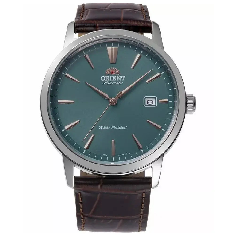 Orient RA-AC0F13E30B green dial leather strap men's watch