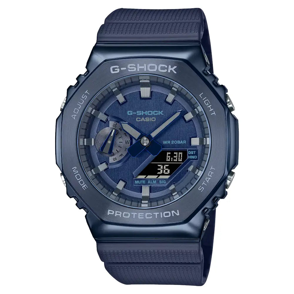 Casio G Shock GM-2100N-2A Blue Metal Oak mens watch front view