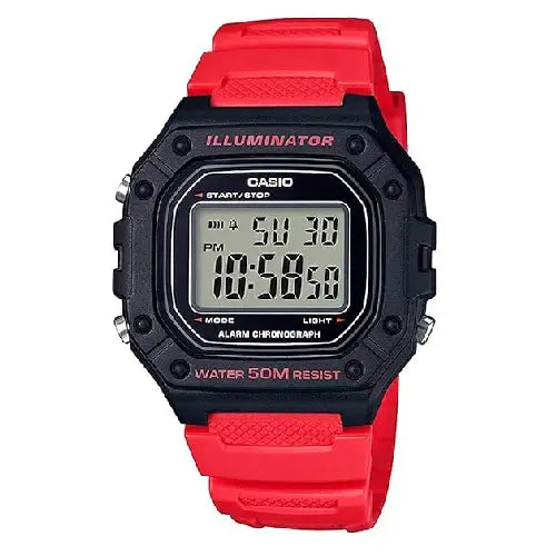 Casio Digital W-218H-4BVDF Black Display Dial Resin Strap Men's Watch