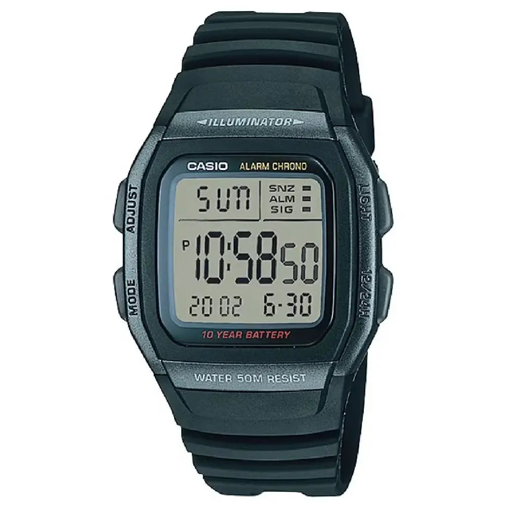 Casio Digital W-96H-1BVDF Black Display Dial Resin Strap Men's Watch