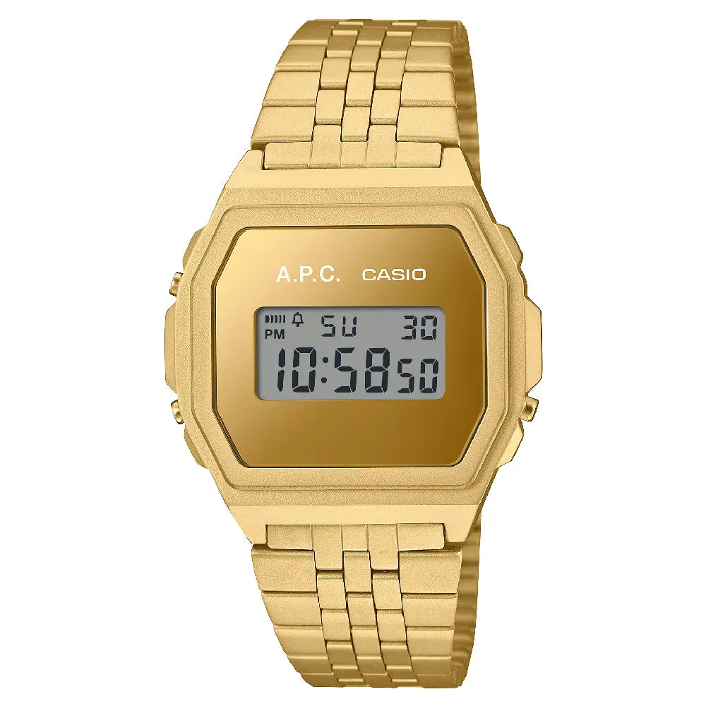 Casio Vintage Digital A1000ACG-9DR Gold Dial Stainless Steel Unisex Watch