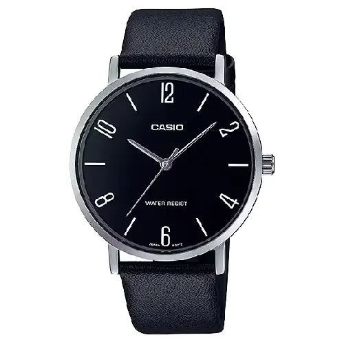 Casio Enticer Analog MTP-VT01L-1B2UDF Black Dial Leather Strap Men's Watch