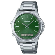 Casio Enticer MTP-VC01D-3EUDF Analog Digital Green Dial Stainless Steel Men's Watch