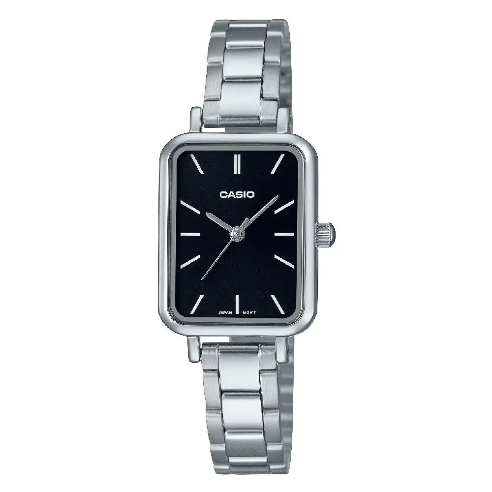Casio Enticer Ladies Analog LTP-V009D-1EUDF Black Dial Stainless Steel Women's Watch