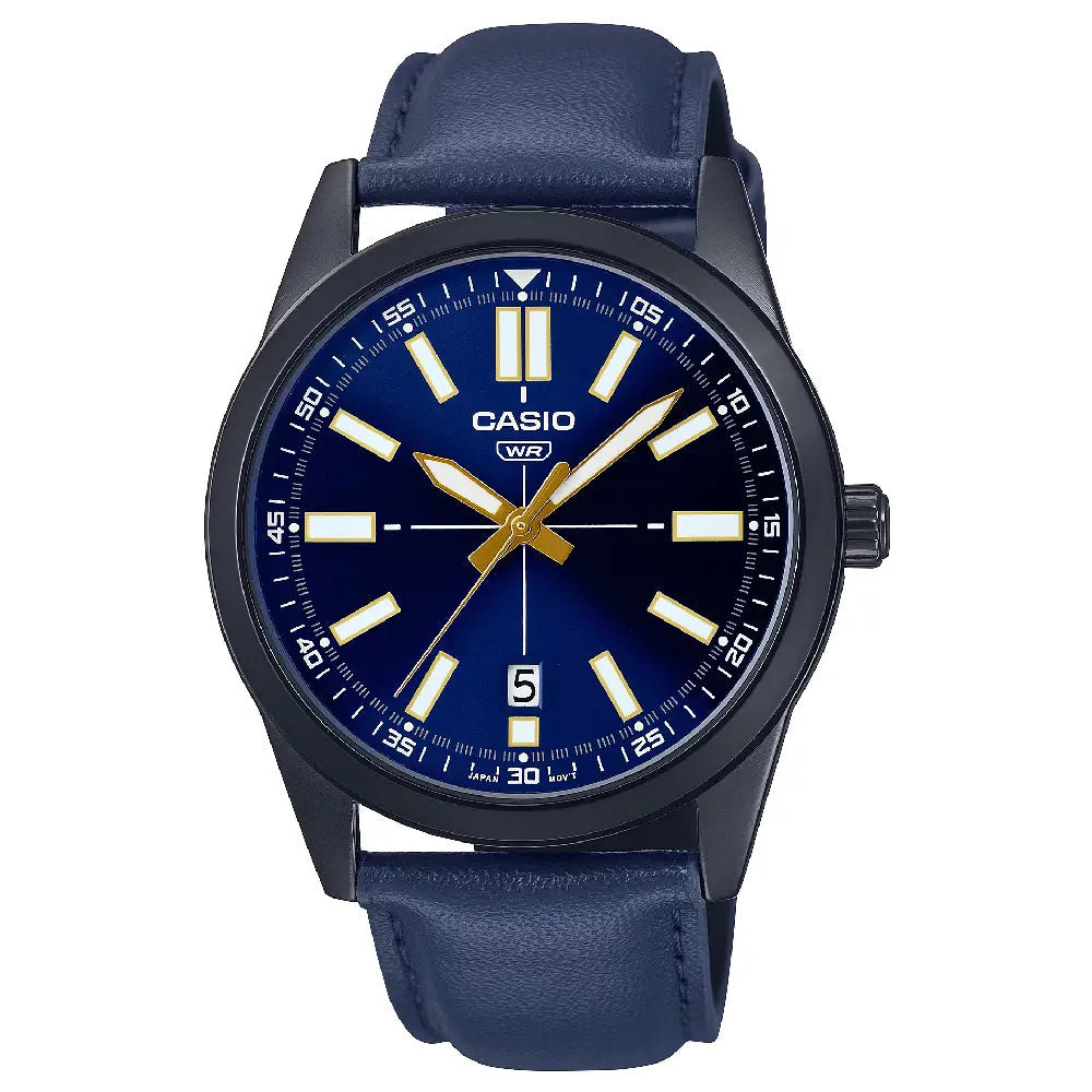 Casio Enticer MTP-VD02BL-2EUDF Date Analog Blue Dial Leather Strap Men's Watch