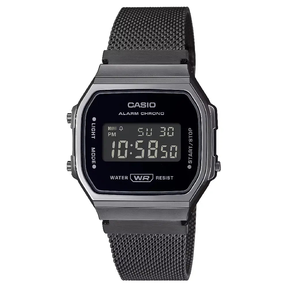 Casio Vintage Digital A168WEMB-1BDF Black Dial Stainless Steel Unisex Watch