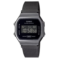 Casio Vintage Digital A168WEMB-1BDF Black Dial Stainless Steel Unisex Watch