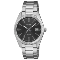 Casio Enticer Quartz Fluted 35mm UTP-1302PD-1AVDF Black Dial Stainless Steel Unisex Watch