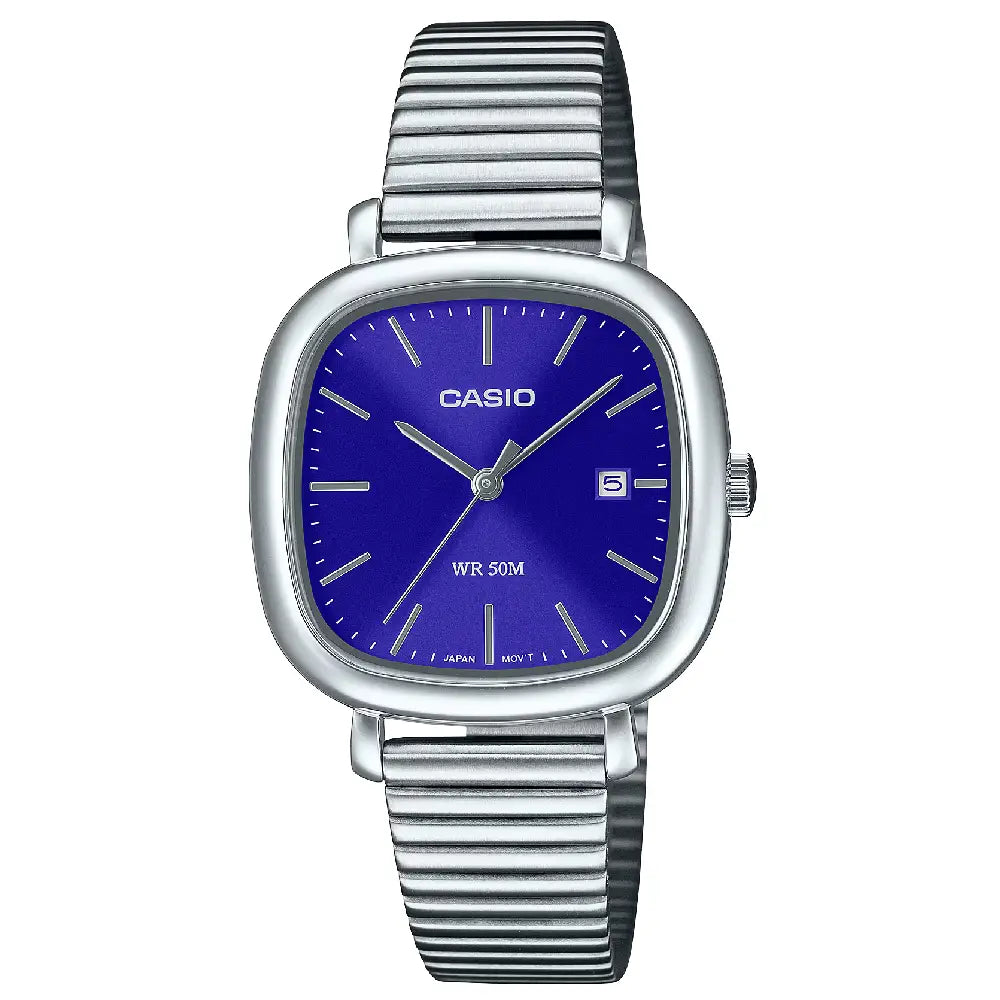 Casio Enticer Quartz Retro Square "Retro Square" 30mm LTP-B166D-2AVDF Blue Dial Stainless Steel Women's Watch