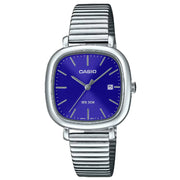 Casio Enticer Quartz Retro Square "Retro Square" 30mm LTP-B166D-2AVDF Blue Dial Stainless Steel Women's Watch