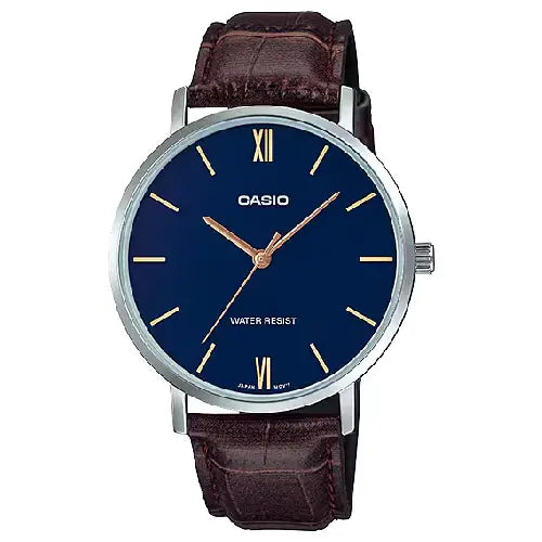 Casio Enticer Analog MTP-VT01L-2BUDF Blue Dial Leather Strap Men's Watch