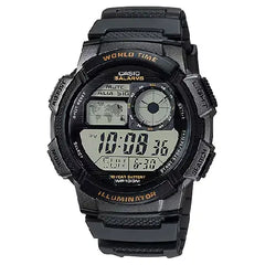 Casio World Time Digital AE-1000W-1AVDF Black Dial Resin strap Men's Watch