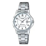 Casio Enticer Ladies Analog LTP-V004D-7BUDF White Dial Stainless Steel Women's Watch