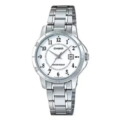 Casio Enticer Ladies Analog LTP-V004D-7BUDF White Dial Stainless Steel Women's Watch