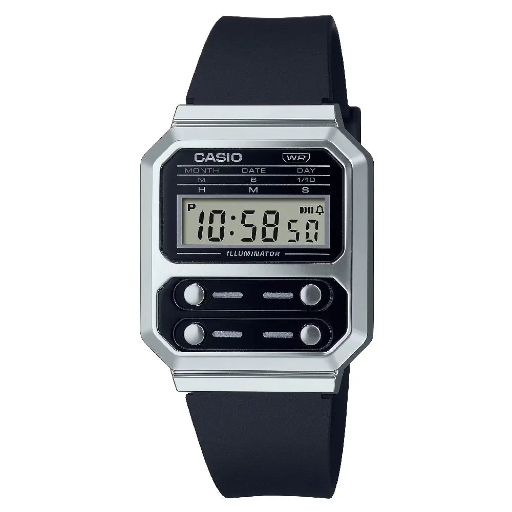 Casio Vintage Digital A100WEF-1ADF Black Dial Stainless Steel Unisex Watch