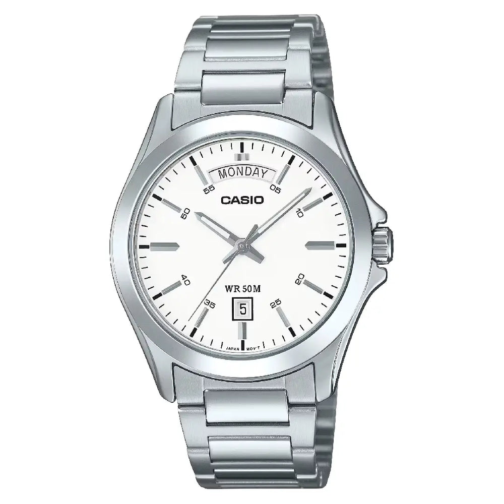 Casio Collection MTP-1370D-7A3VDF Analog White Dial Stainless Steel Men's Watch
