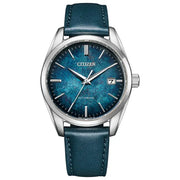 Citizen NB1060-12L blue dial mechanical men's watch with leather strap