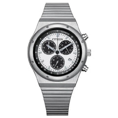 Citizen Eco-Drive AT2541-54A Chronograph White Dial 38mm Stainless Steel Men's Watch
