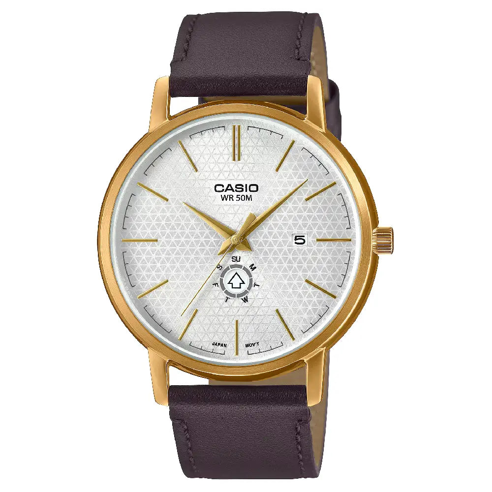 Casio Collection Analog MTP-B125GL-7AVDF Silver Dial Leather Strap Men's Watch