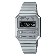 Casio Vintage Digital A100WE-7BDF Silver Dial Stainless Steel Unisex Watch