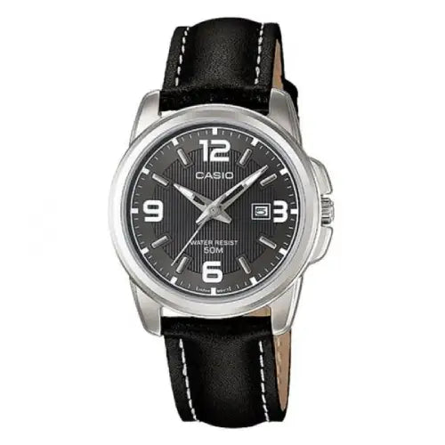Casio Enticer Ladies Analog LTP-1314L-8AVDF Grey Dial Leather Strap Women's Watch