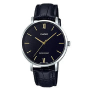 Casio Enticer Analog Minimalist LTP-VT01L-1BUDF Black Dial Leather Strap Women's Watch