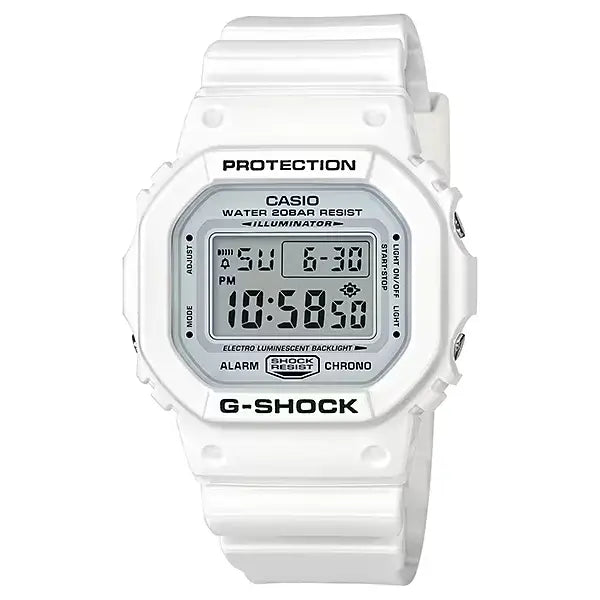Casio G Shock DW-5600MW-7DR "Marine White" Digital Dial 42.8mm Resin Strap Men's Watch