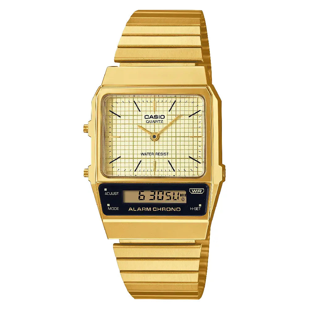 Casio Analog-Digital AQ-800EG-9ADF Gold Dial Stainless Steel Unisex Watch