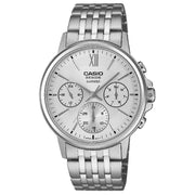 Casio BMS-300D-7A multi-hand sapphire watch white dial stainless steel men’s watch