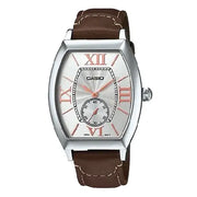 Casio Collection Analog MTP-E114L-5ADF Silver Dial Leather Strap Men's Watch