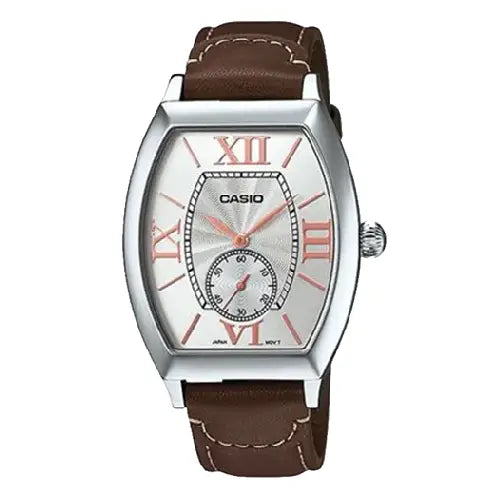 Casio Collection Analog MTP-E114L-5ADF Silver Dial Leather Strap Men's Watch