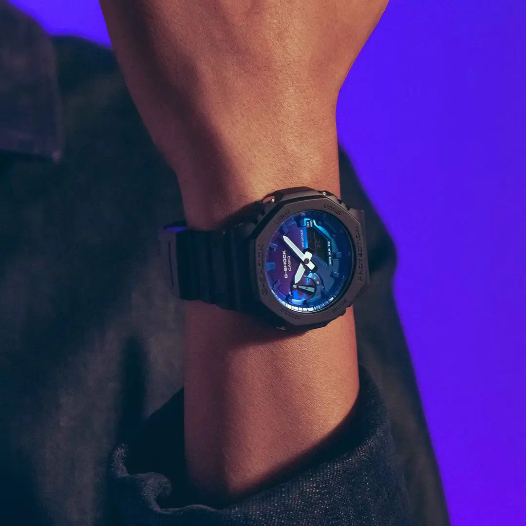 Casio G Shock GA-2100FL-1ADR Limited Edition Analog-Digital Blue Dial Resin Strap Men's Watch