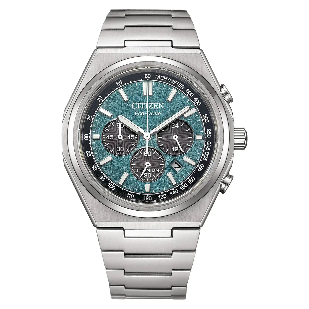 Citizen Eco-Drive Chronograph CA4610-85X Green Dial Titanium Men's Watch