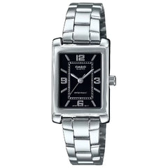 Casio Enticer Tonneau 21mm LTP-1234DD-1ADF Black Dial Stainless Steel Women's Watch