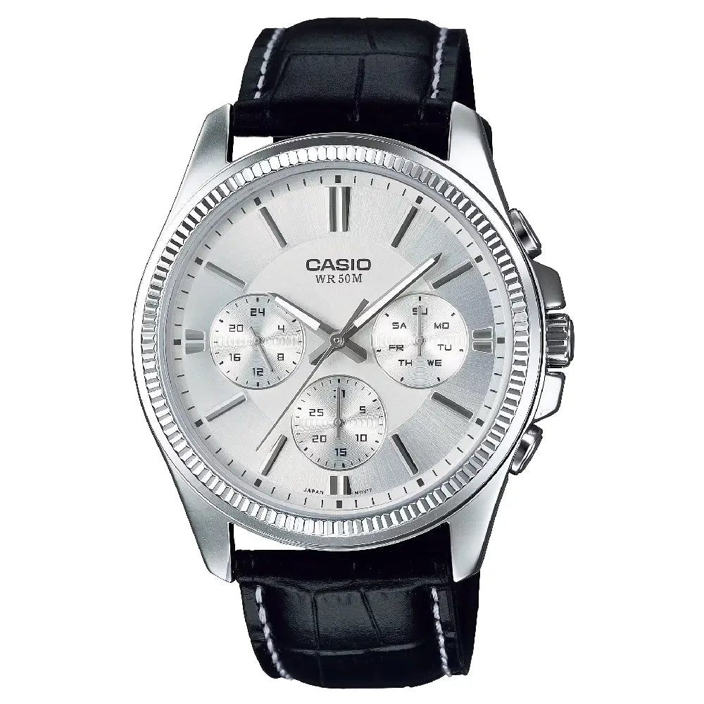 Casio Collection Analog MTP-1375L-7AVDF Silver Dial Leather Strap Men's Watch