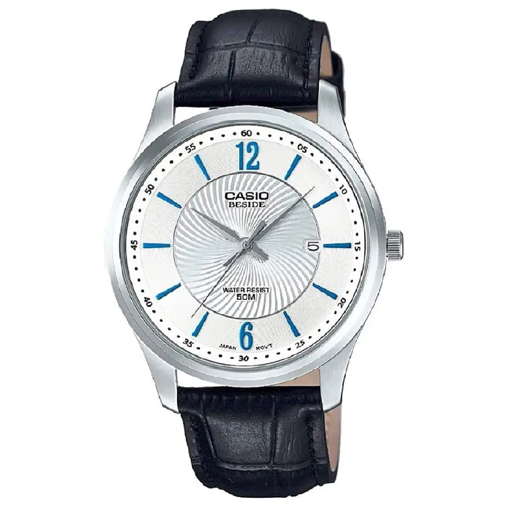 Casio Beside Analog BEM-151L-7AVDF White Dial Leather Strap Men's Watch