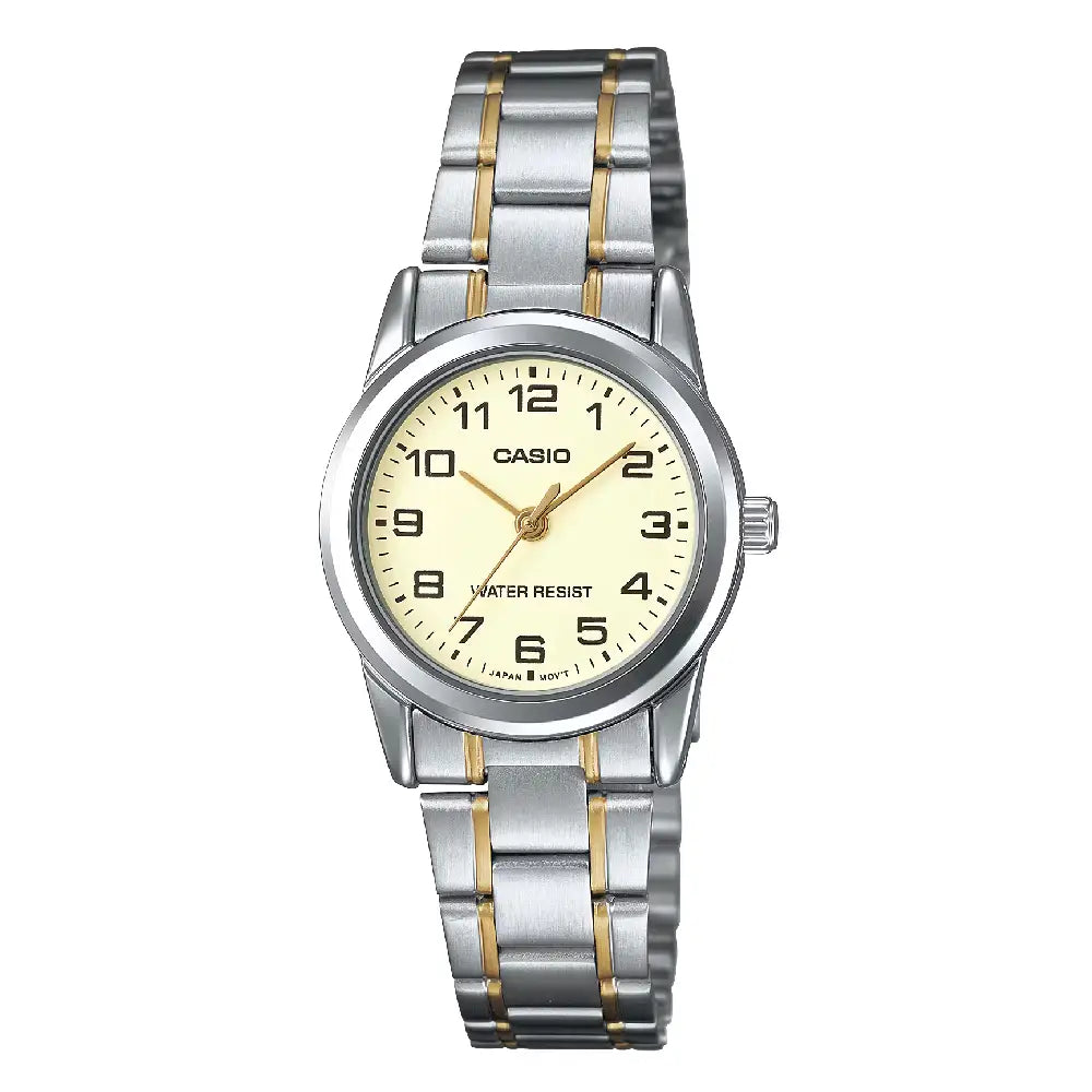Casio Enticer Ladies Analog LTP-V001SG-9BUDF Gold Dial Stainless Steel Women's Watch