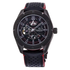 Orient Star RE-AV0A03 Contemporary Automatic Open Heart Power Reserve Black Dial Leather Strap Men's Watch