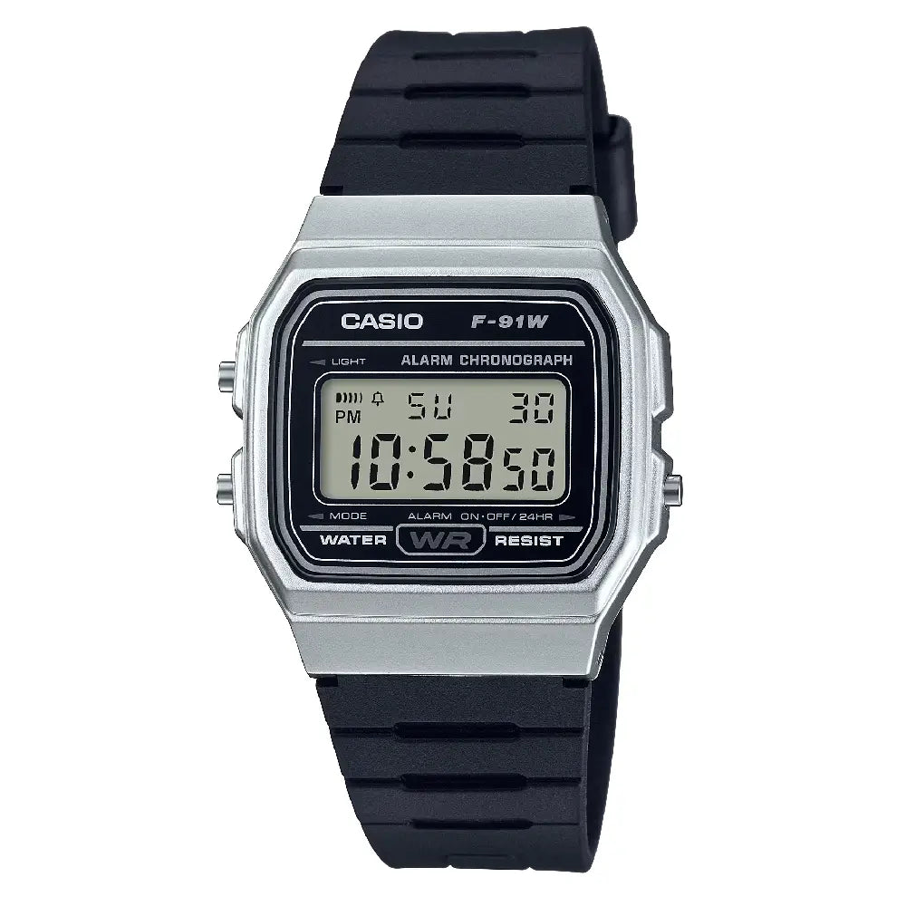 Casio Vintage Digital F-91WM-7ADF Silver Dial Resin Strap Unisex Watch