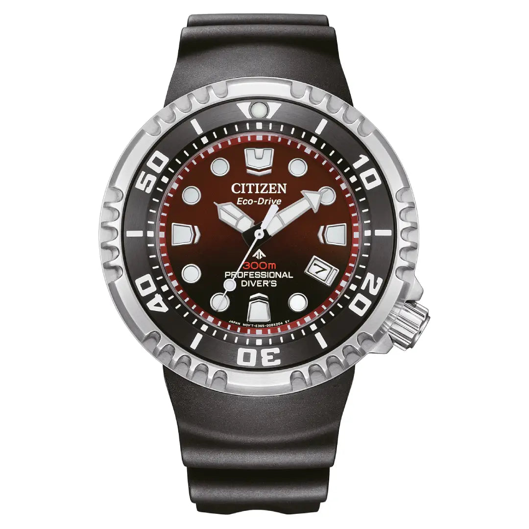 Citizen Promaster Marine Diver BN1024-01Z Eco-Drive 300M Saturation Diver Red Dial  Rubber Strap Men's Watch
