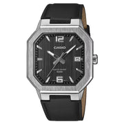 Casio Standard "Octagonal Sport" MTP-B195L-1AVDF Black Dial 38mm Leather Strap Men's Watch